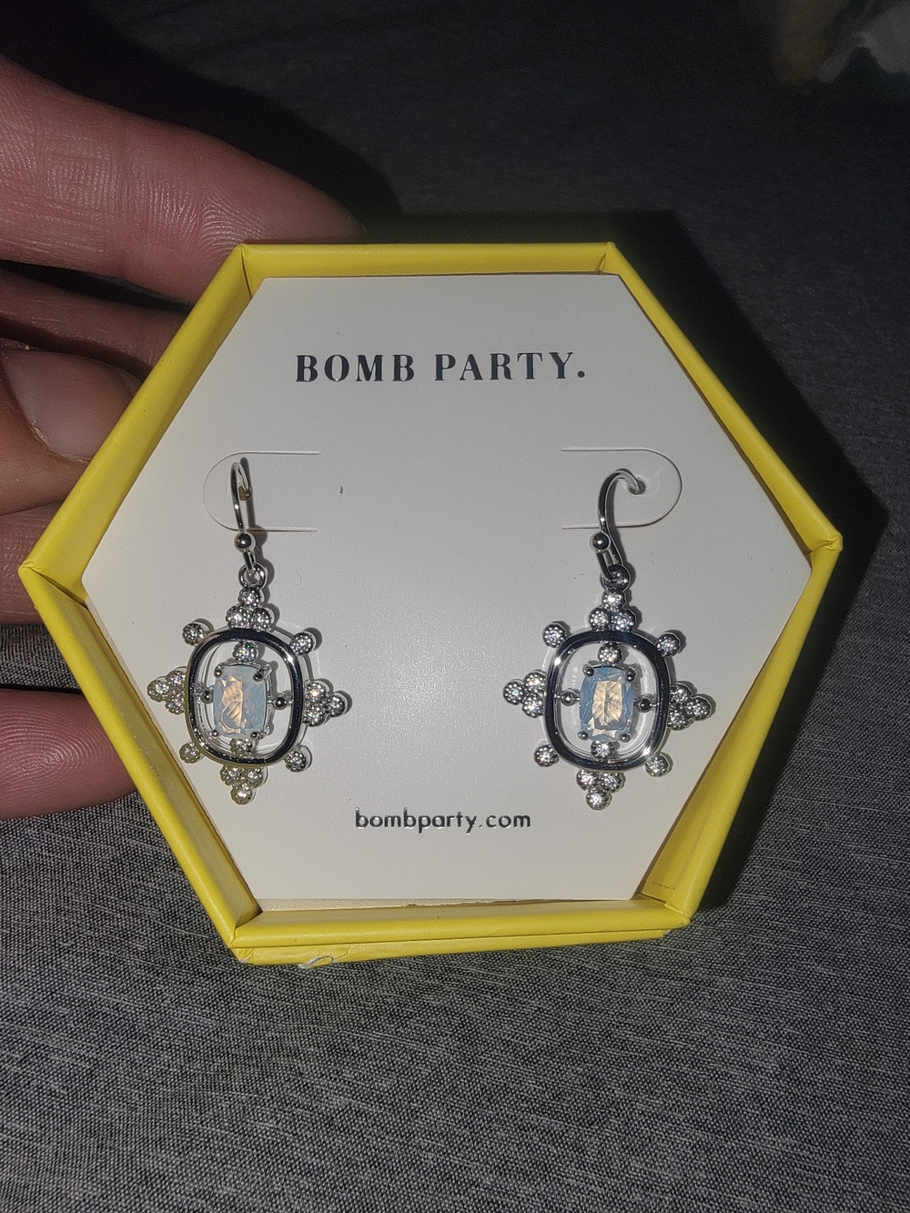 Silver Crystal Drop Earrings - Clear